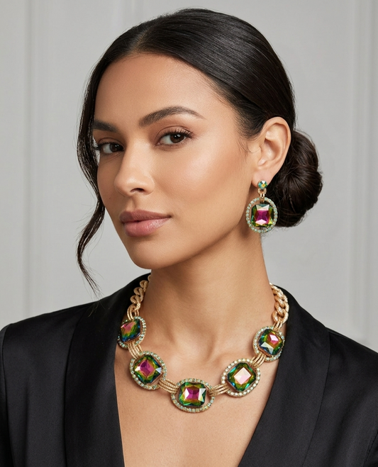 Oilslick Gold link Necklace