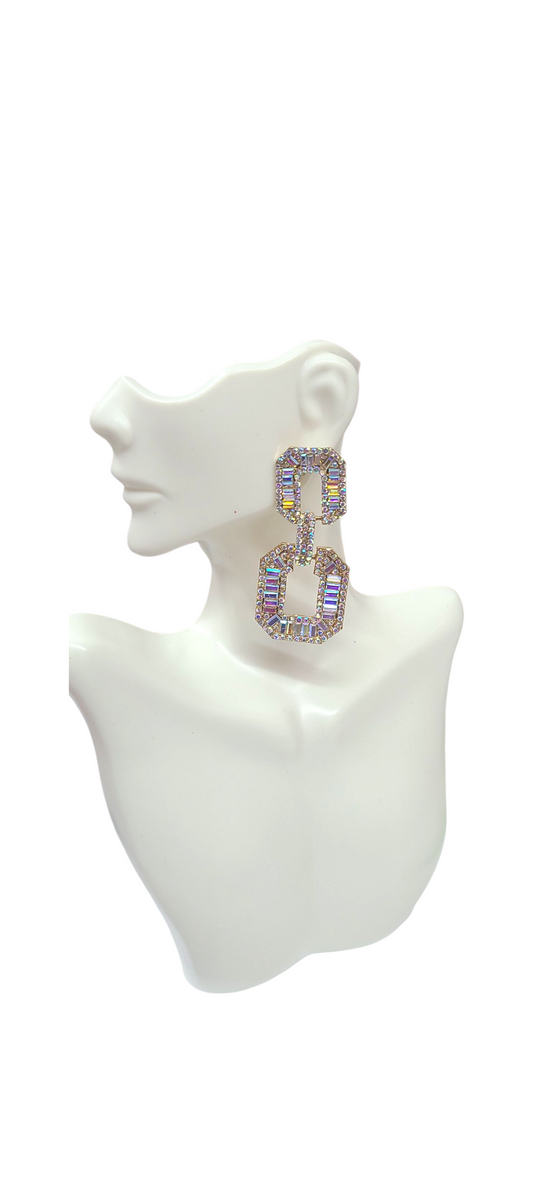Gold AB Post link earrings