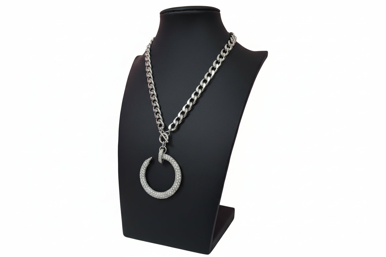 Silver Nail Chain Necklace
