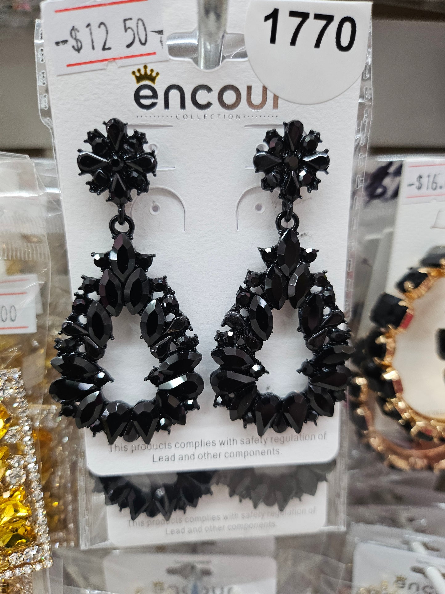 Black  Rhinestone drop earrings