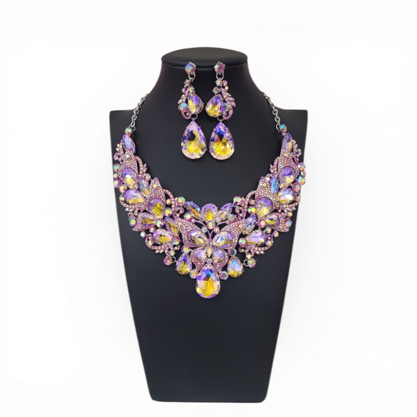 Pink AB Butterfly Necklace