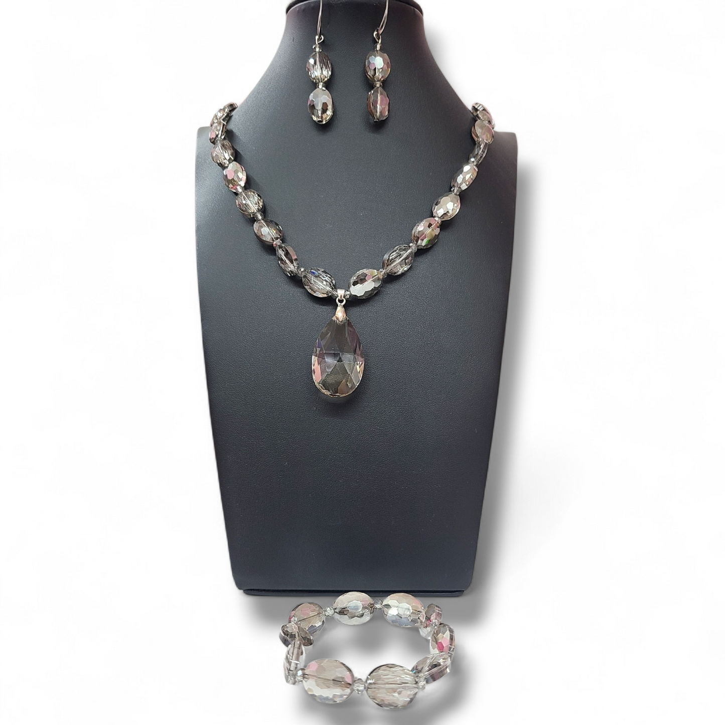 Silver crystal 3 set necklace