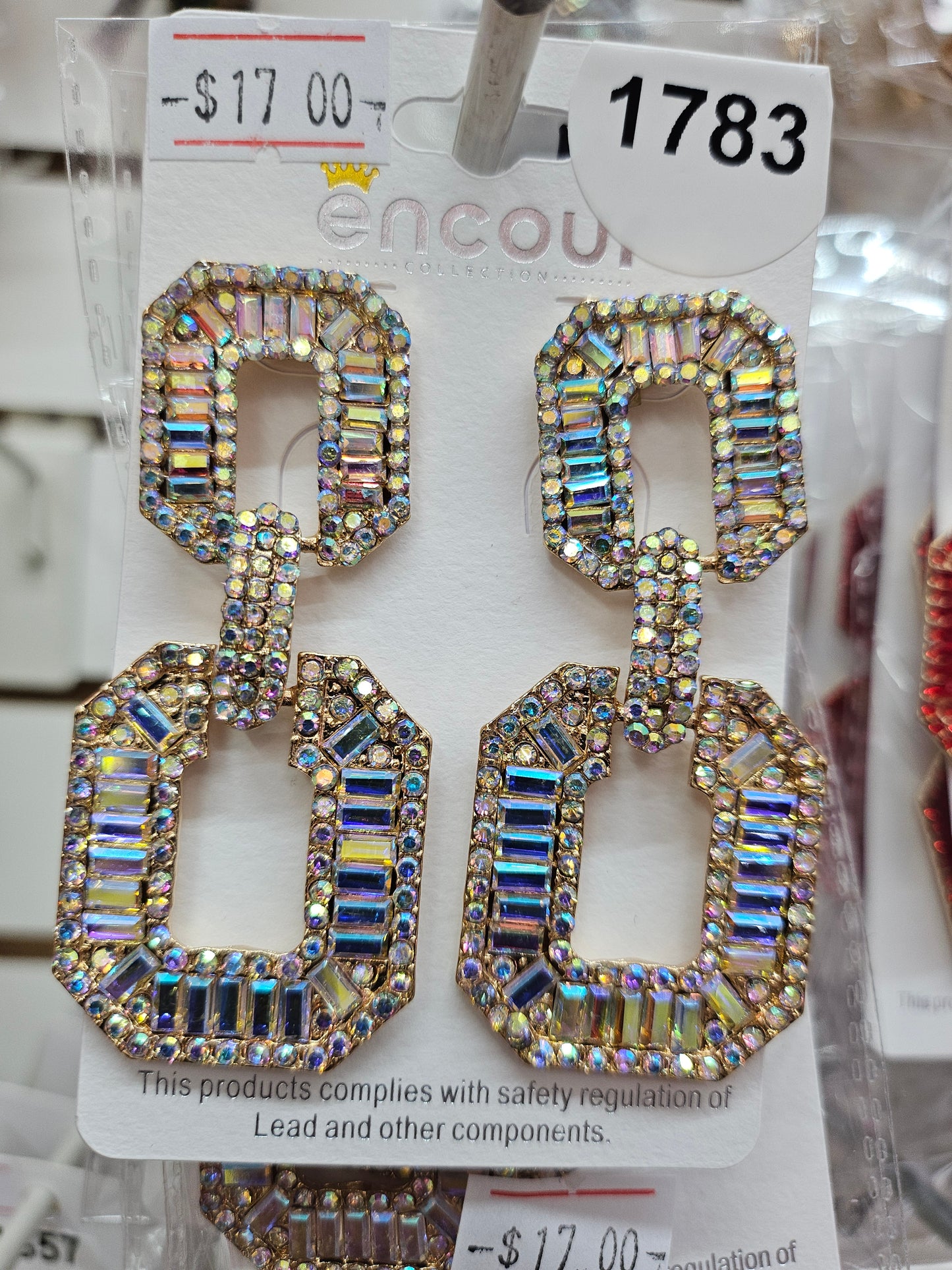 Gold AB Post link earrings