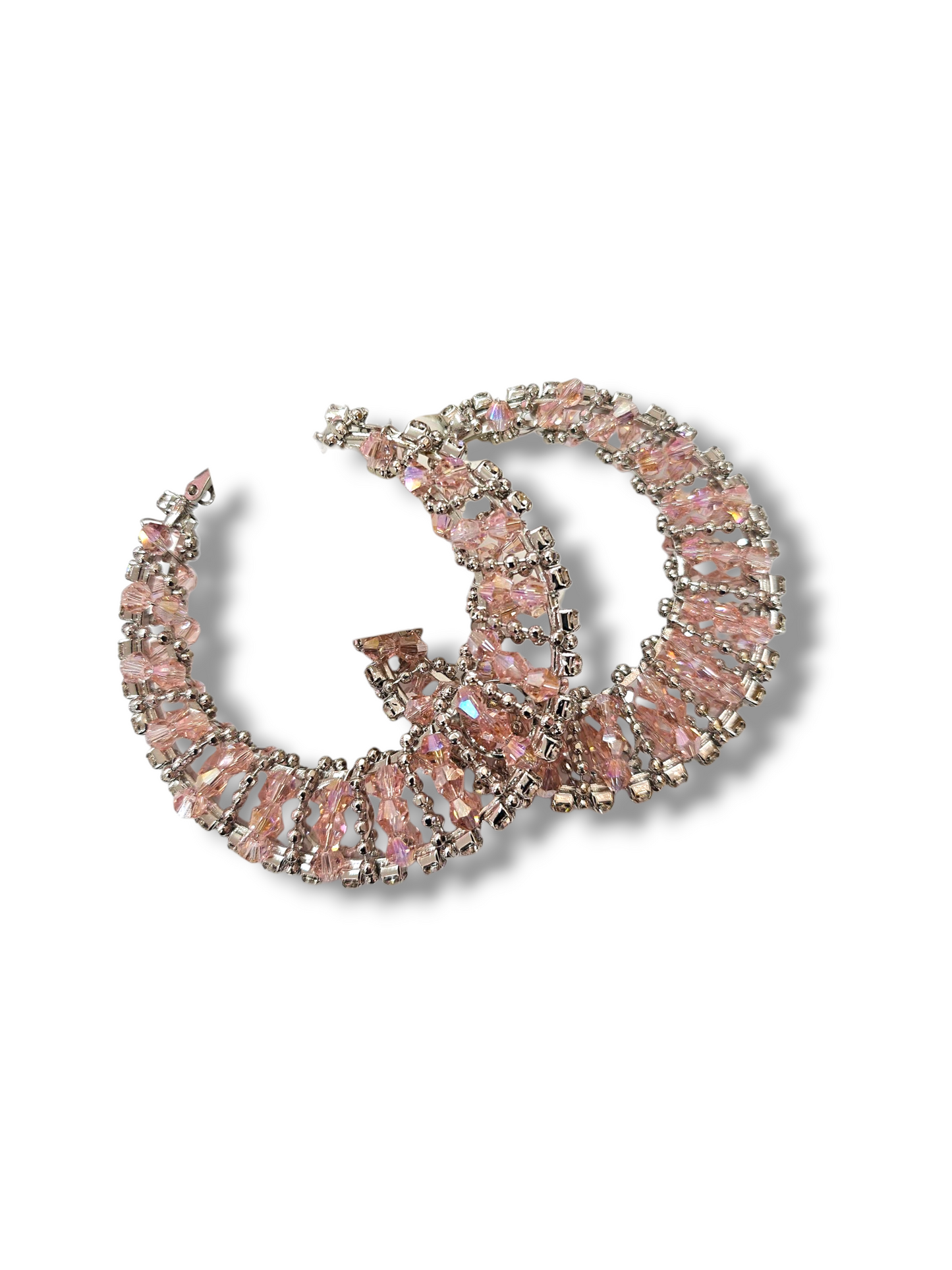 Pink Crystal Hoops