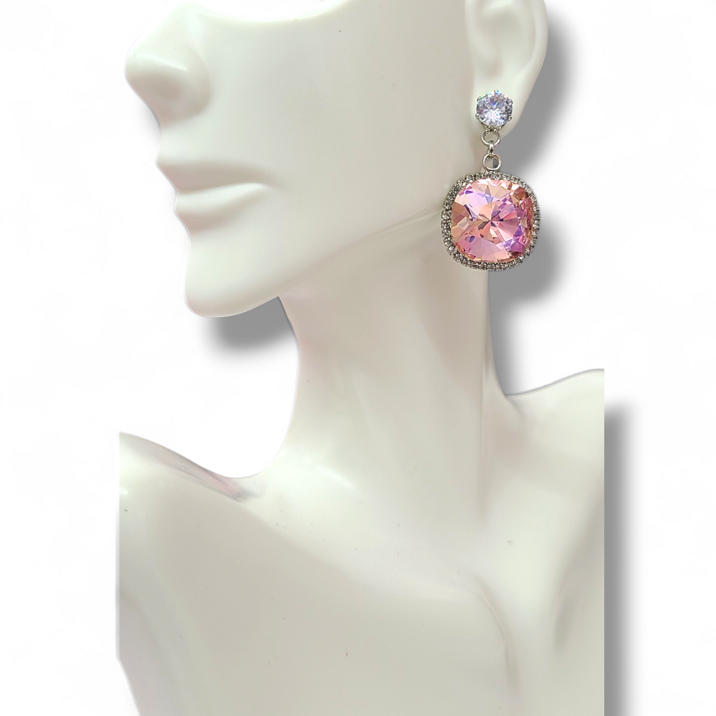 Pink AB crystal earring