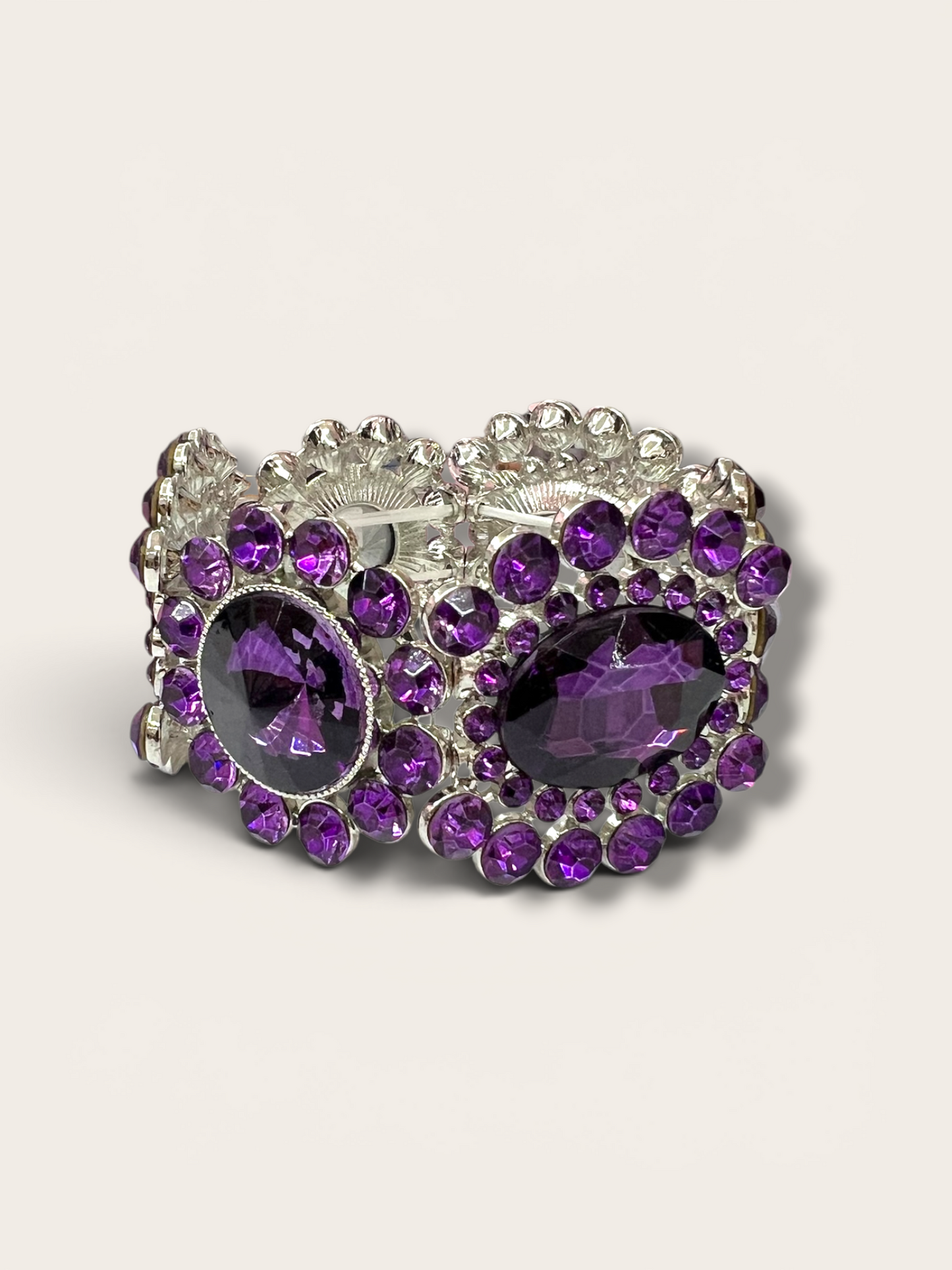 Purple rhinestone statement braclete