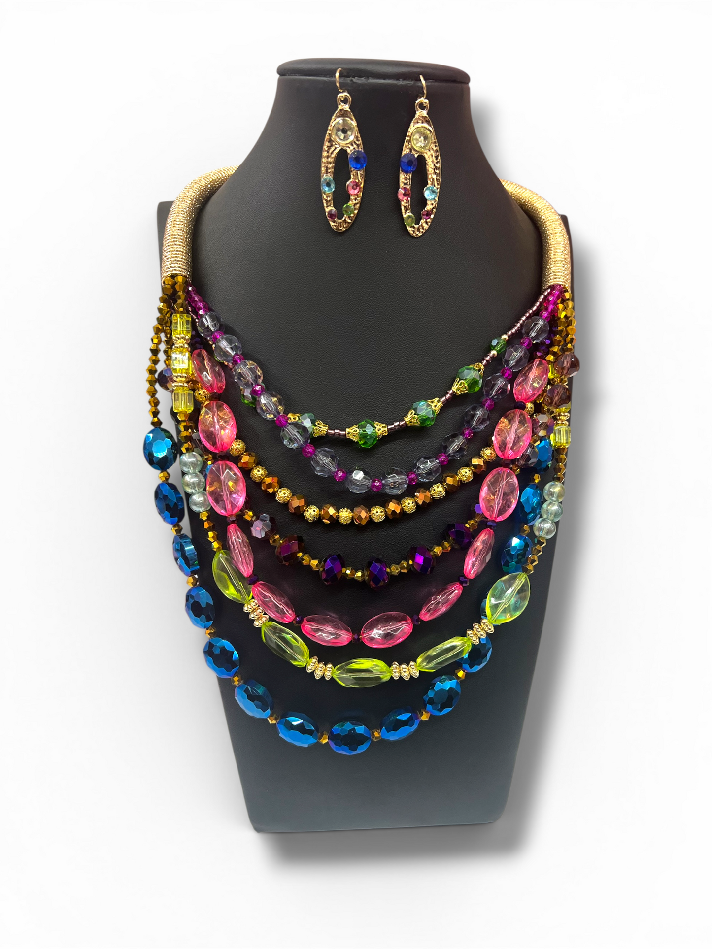 Multi layer Crystal bead necklace
