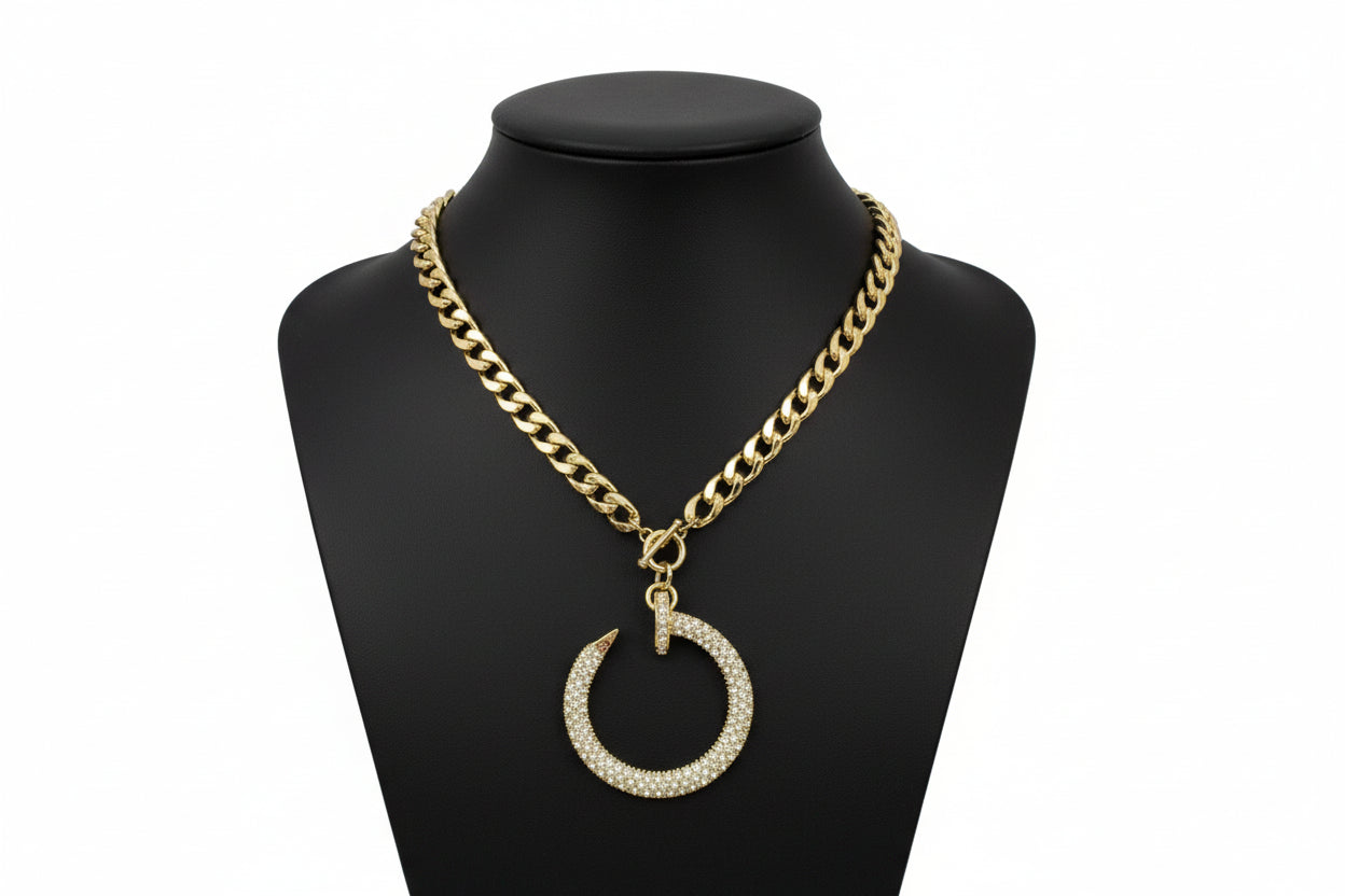 Gold Nail Chain Necklace