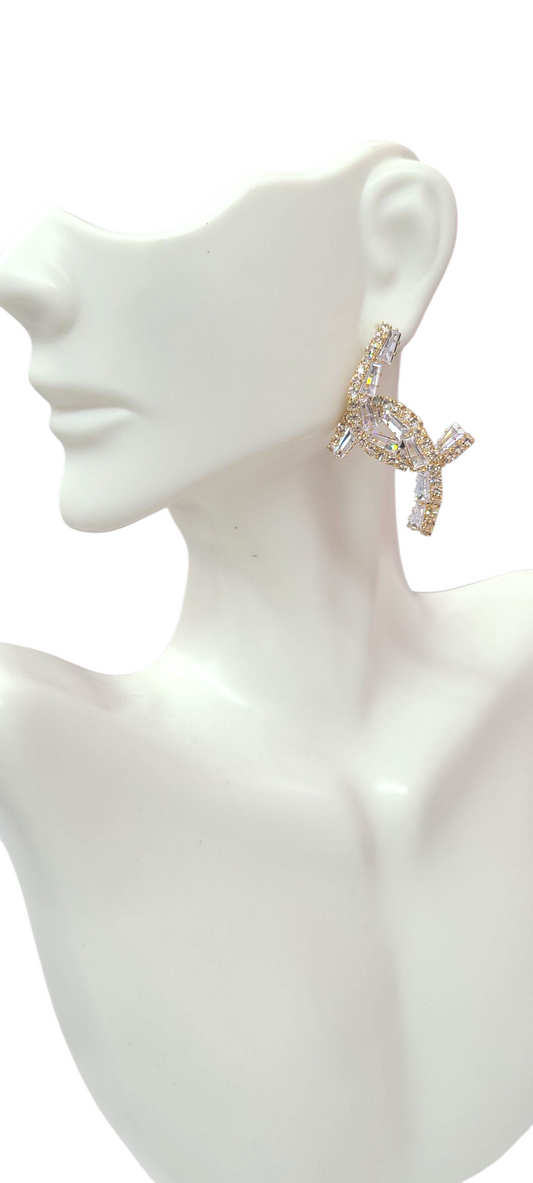 gold crossover stud earrings