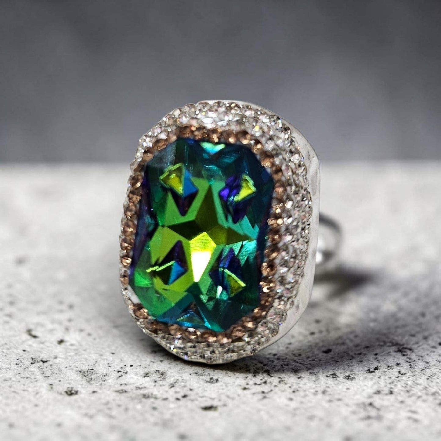 Rectangle Mermaid Crystal Ring