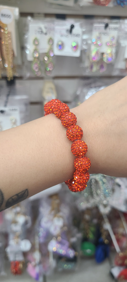 orange bead rhinestone bracelet