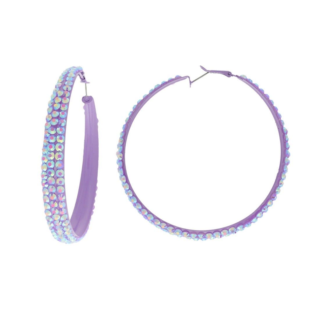 Lavender Rhinestone hoops
