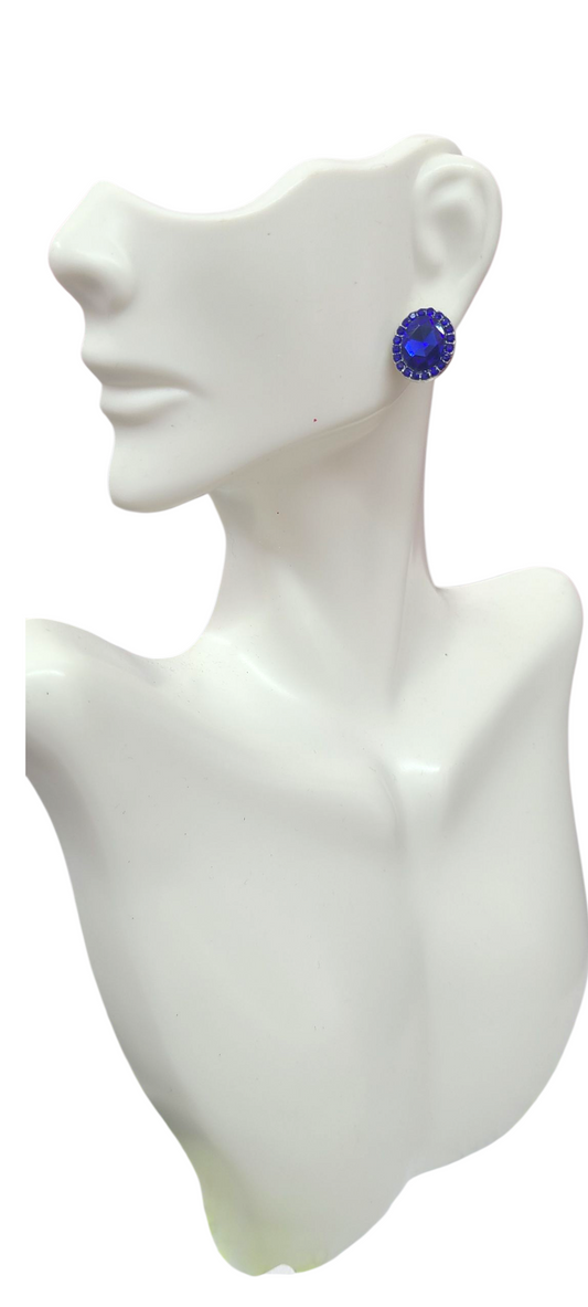 Royal blue oval earrings