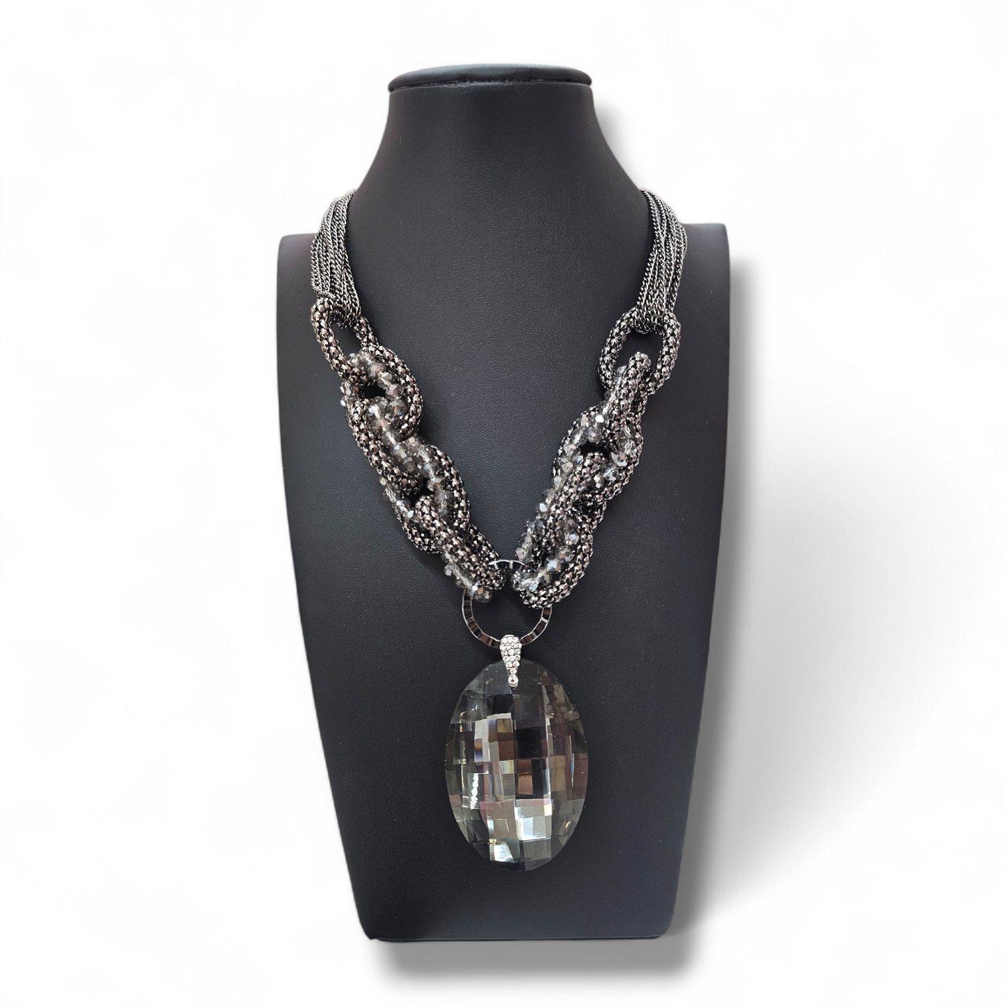 Gunmetal chain drop necklace