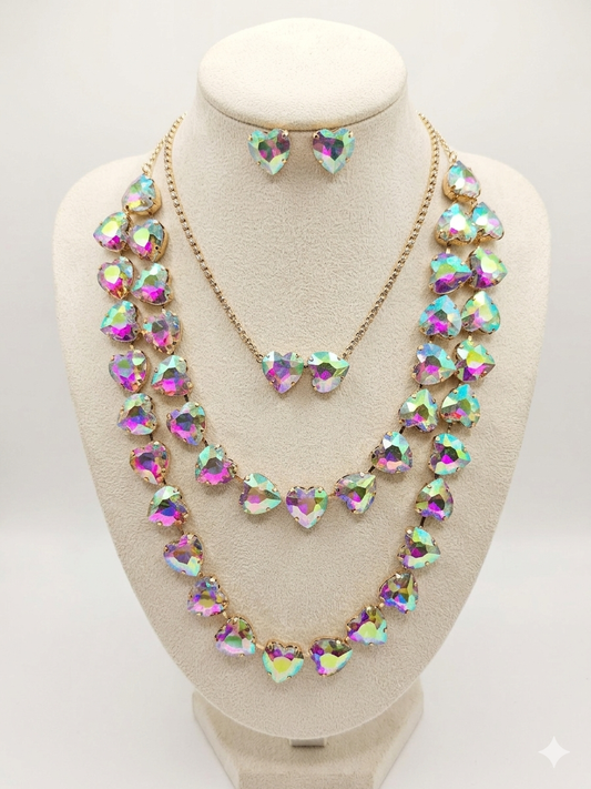Ab heart layered necklace