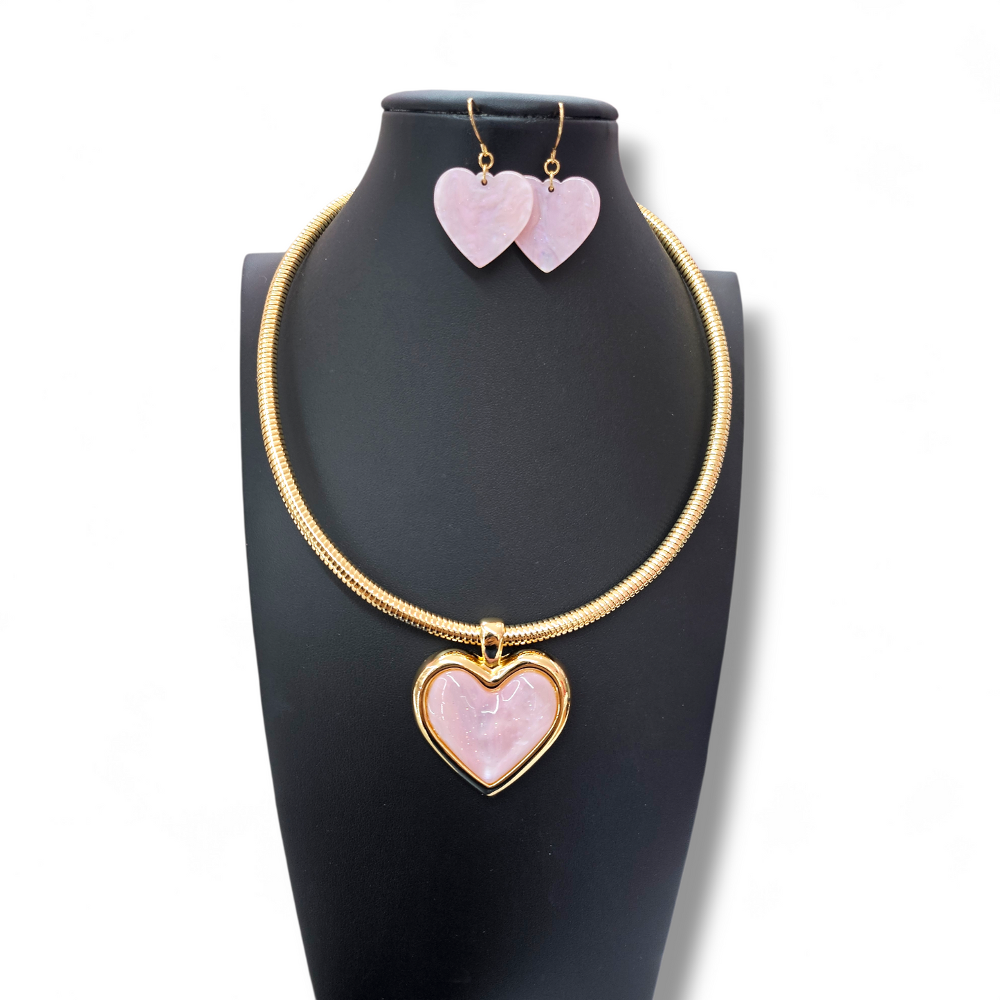 Pink marble Heart necklace