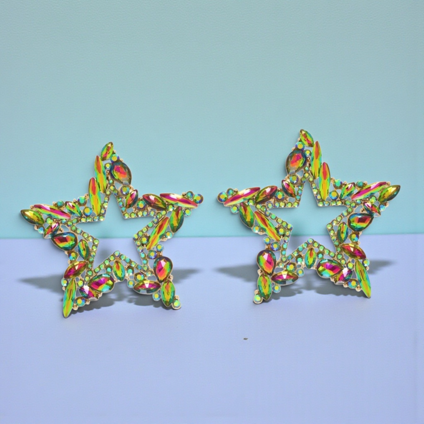 Post Oilslick Star Earrings