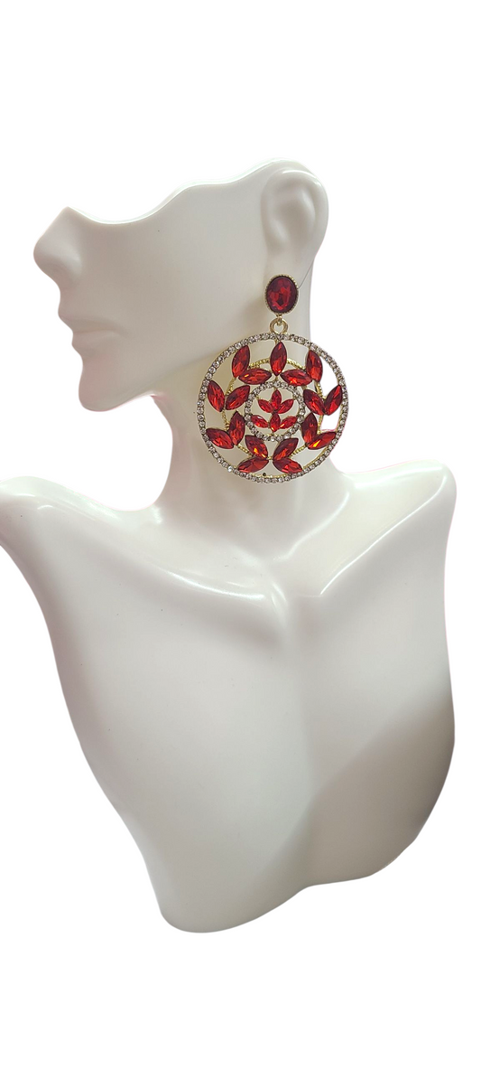 Red Gold Flower earrings