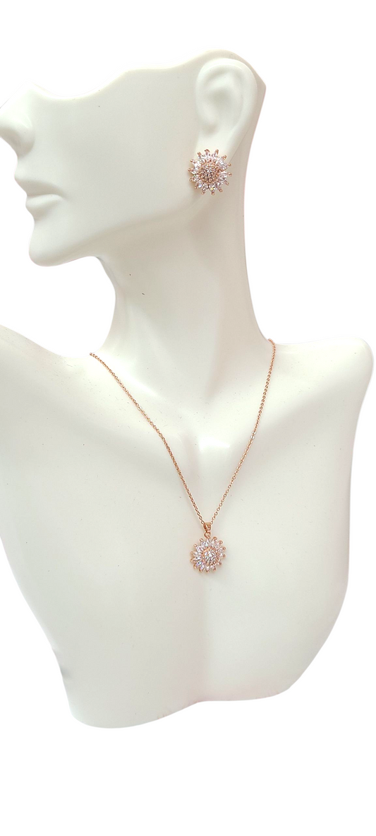 Rose Gold flower necklace