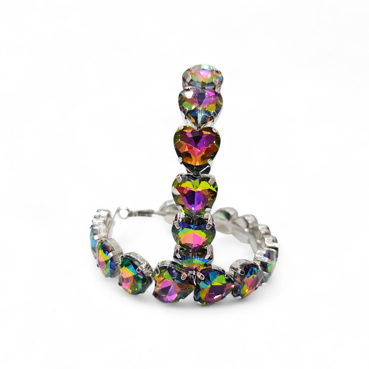 Oilslick Heart Hoop Earrings