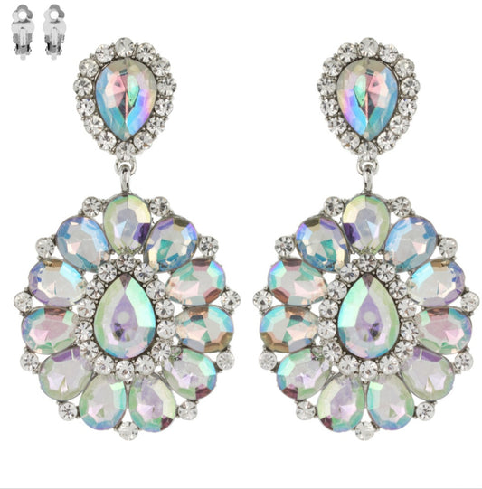 Silver AB Clip on earrings