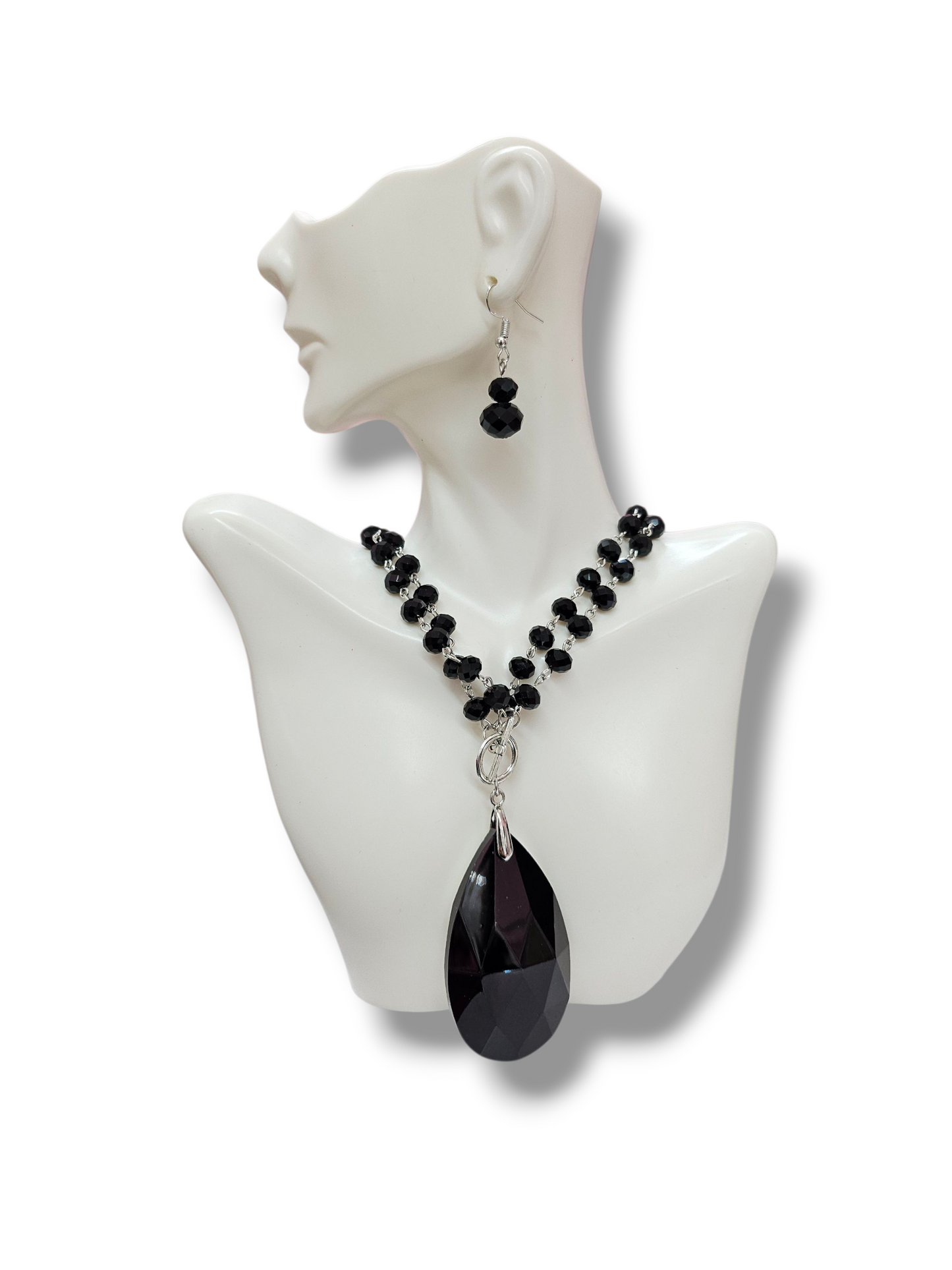 Black Crystal Drop necklace