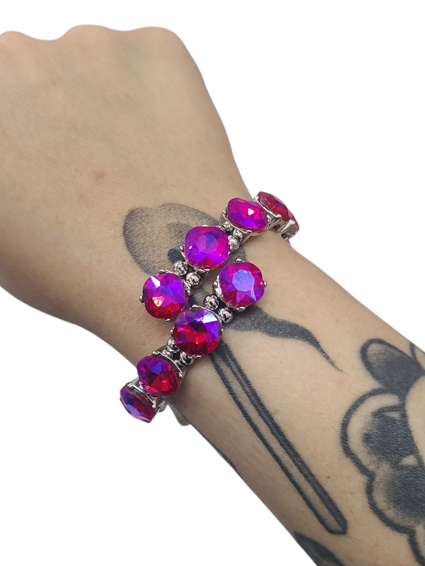 Hot Pink AB Rhinestone Cuff