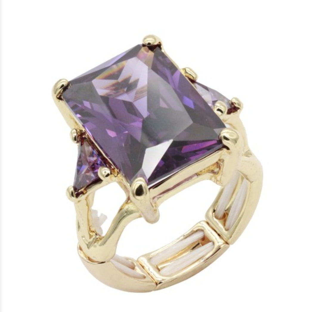 Purple Crystal Zirconia Ring