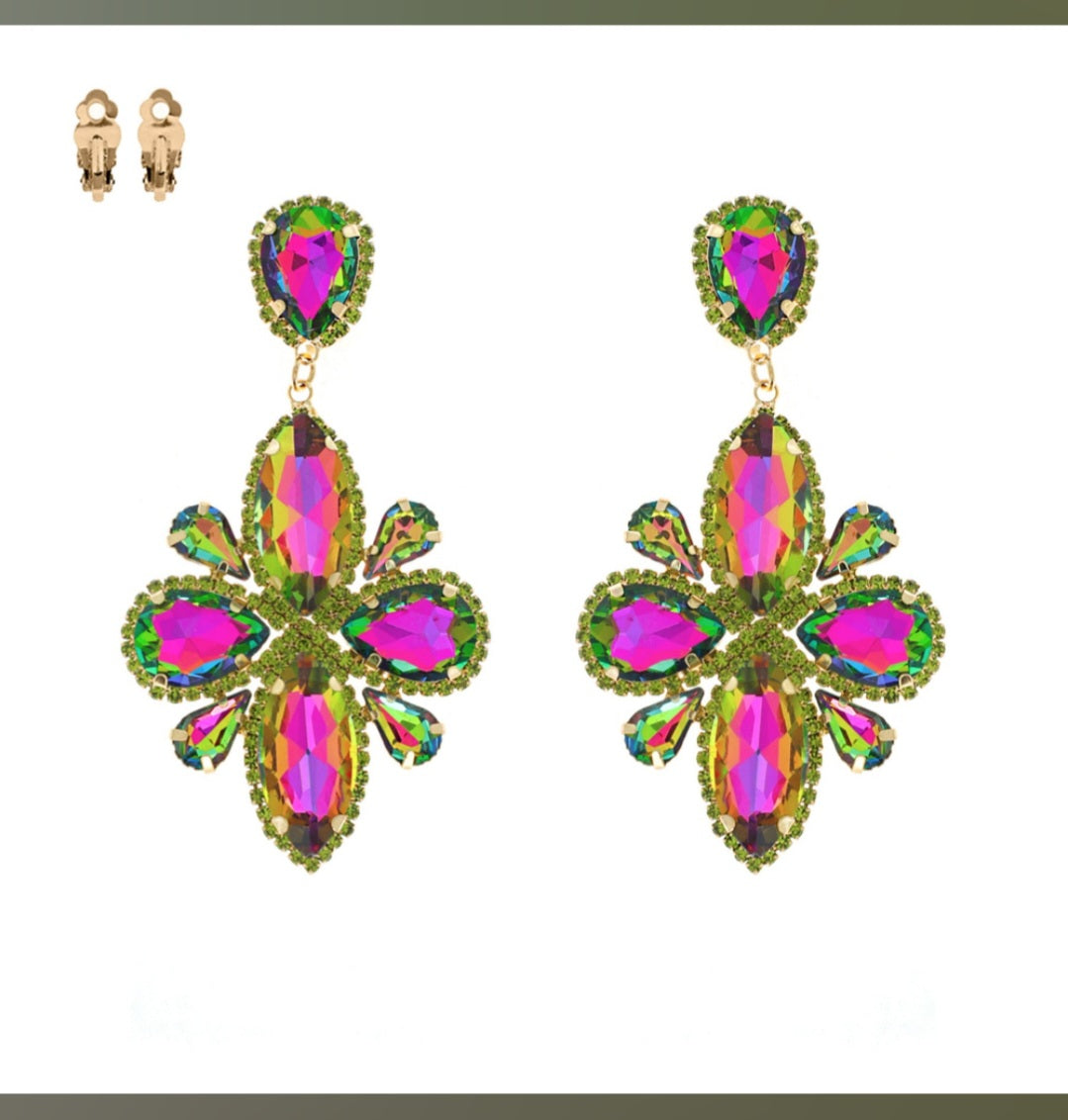 Statement Oilslick clip on earrings