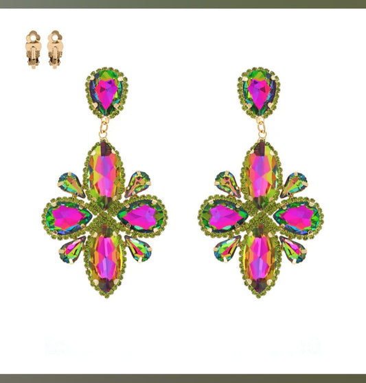 Statement Oilslick clip on earrings