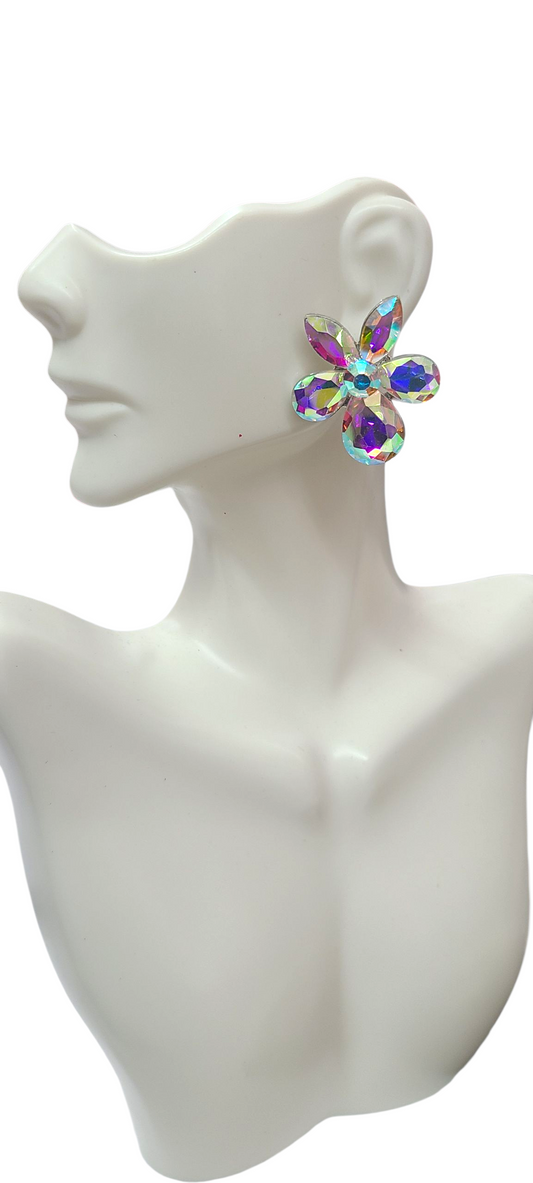 Iridescent flower earrings