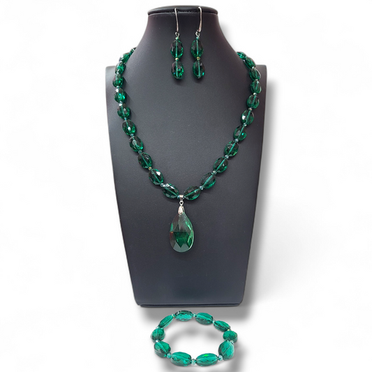 Green Crystal 3 set necklace