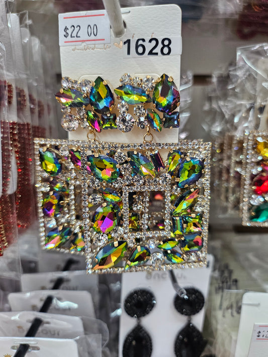 Statement square Oilslick Earrings