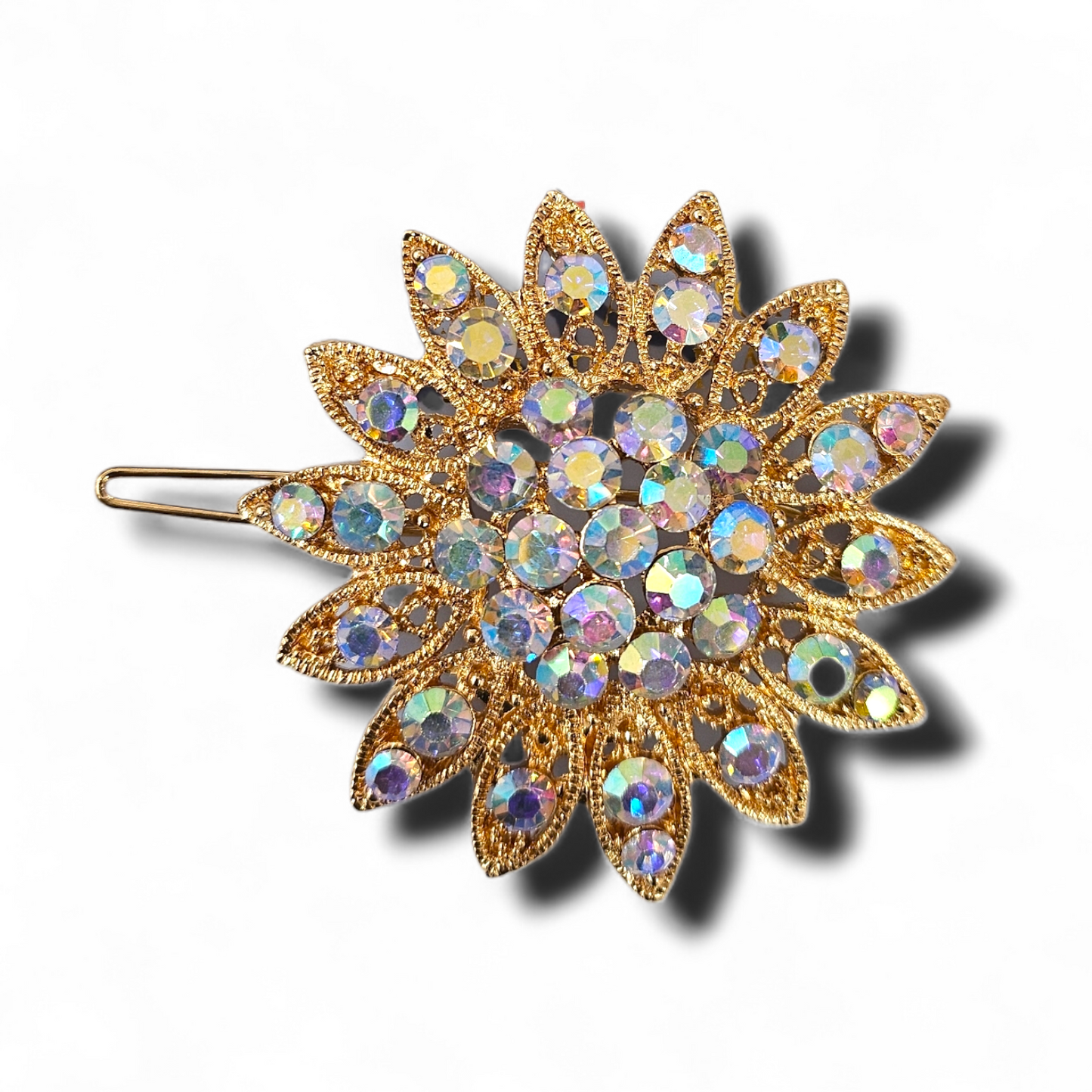 Gold AB Flower hair Clip