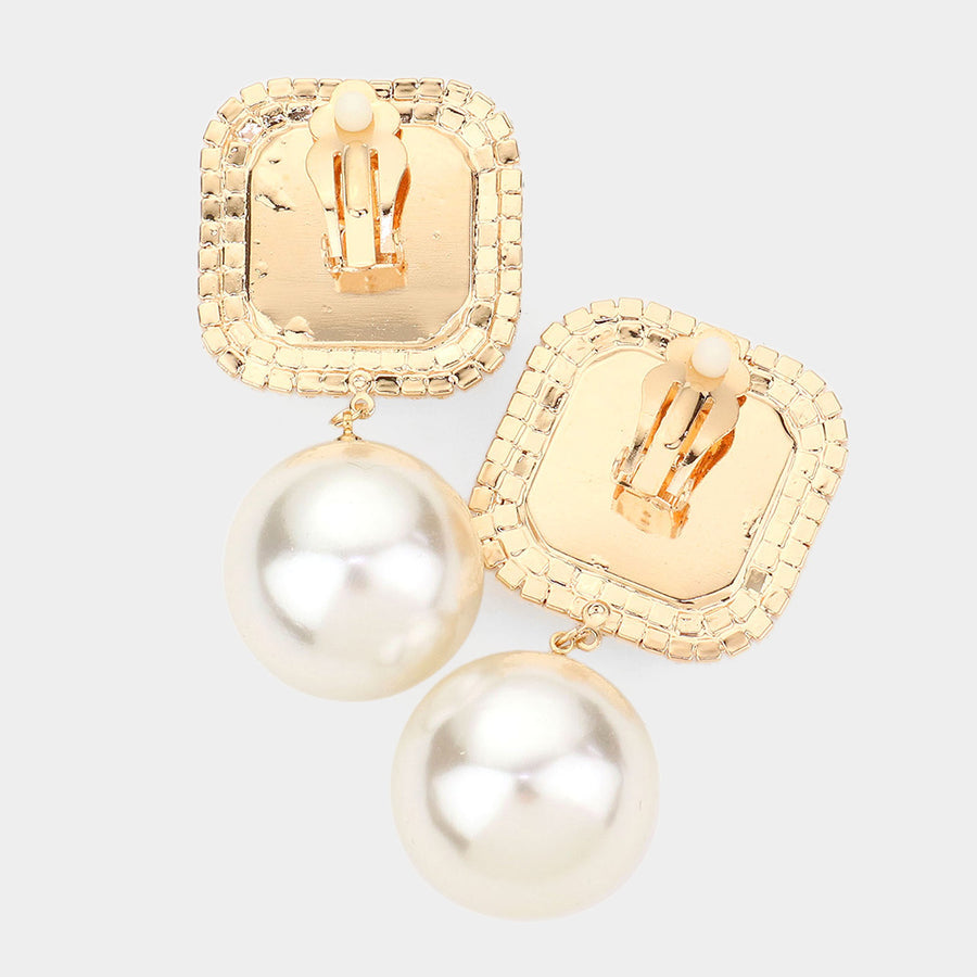 Oil Slick Pearl Clip on Earrings