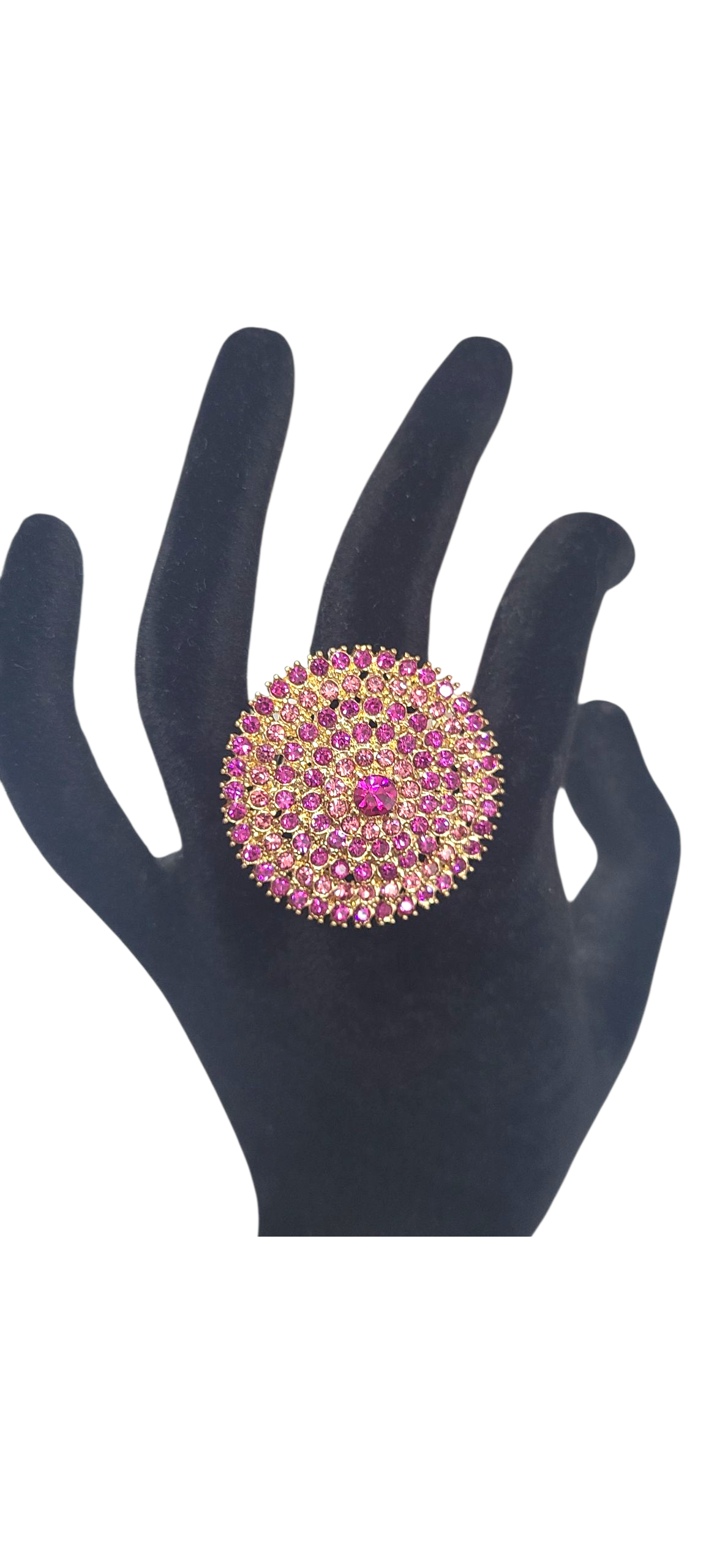 Gold pink shield ring