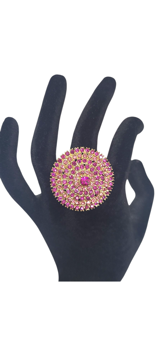 Gold pink shield ring