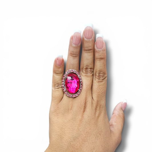 Oval Hot pink ring