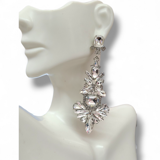 Silver white earrings