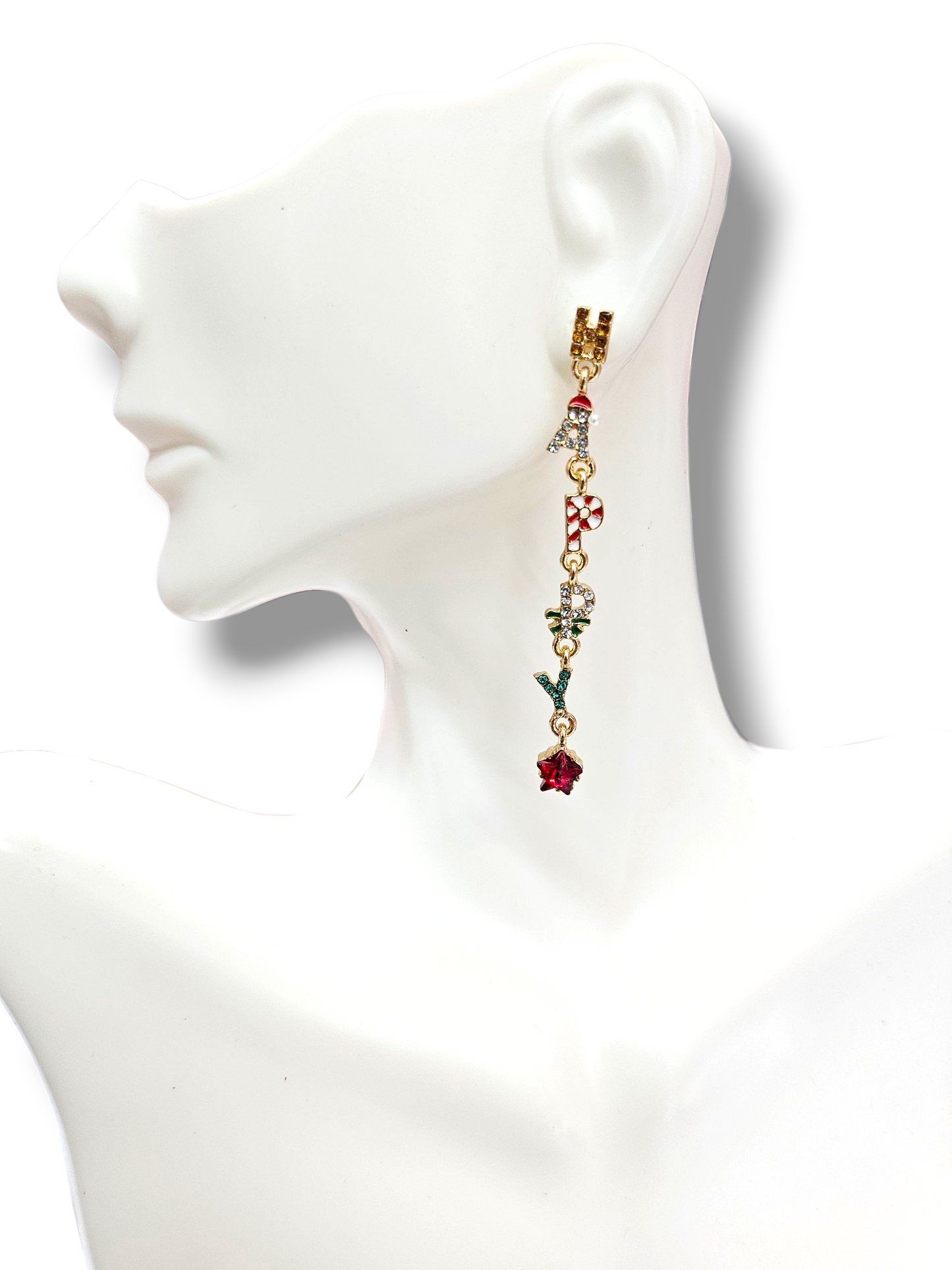 Happy xmas drop earrings