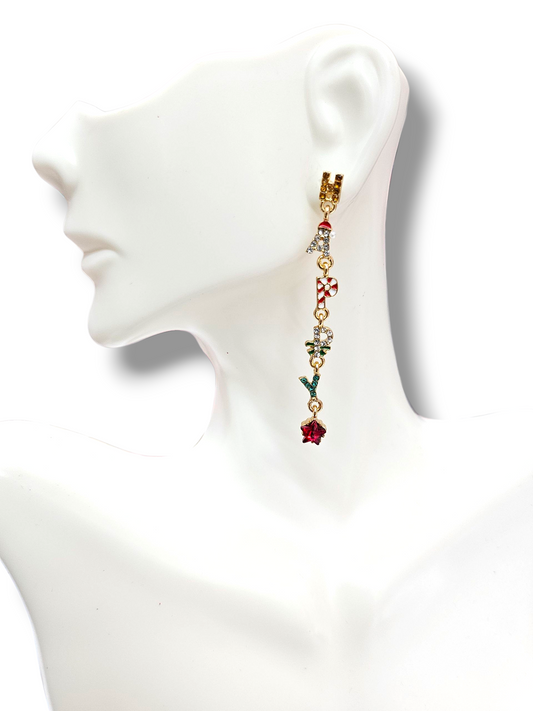 Happy xmas drop earrings