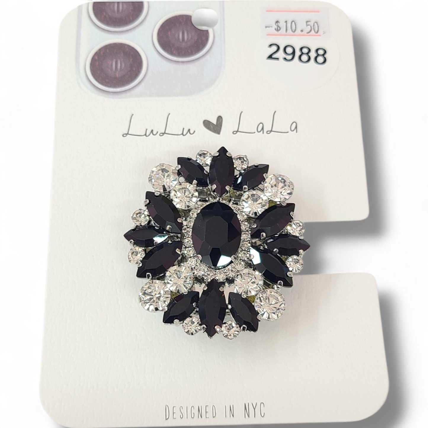 Silver black pop socket