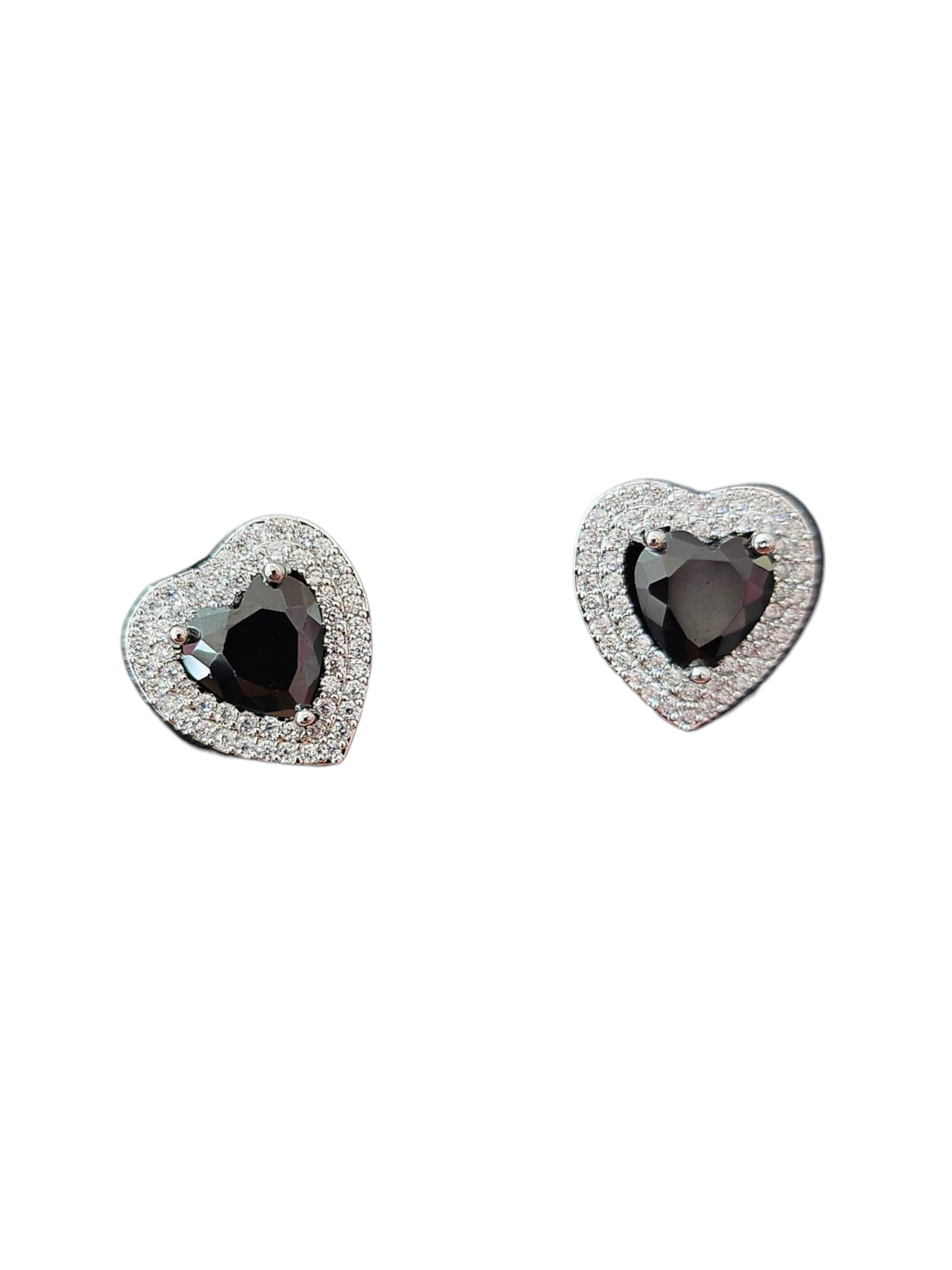 Black Heart Cubic Zirconia studs