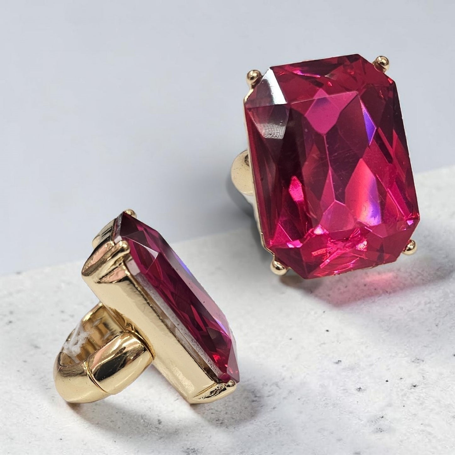 Pink rectangle ring