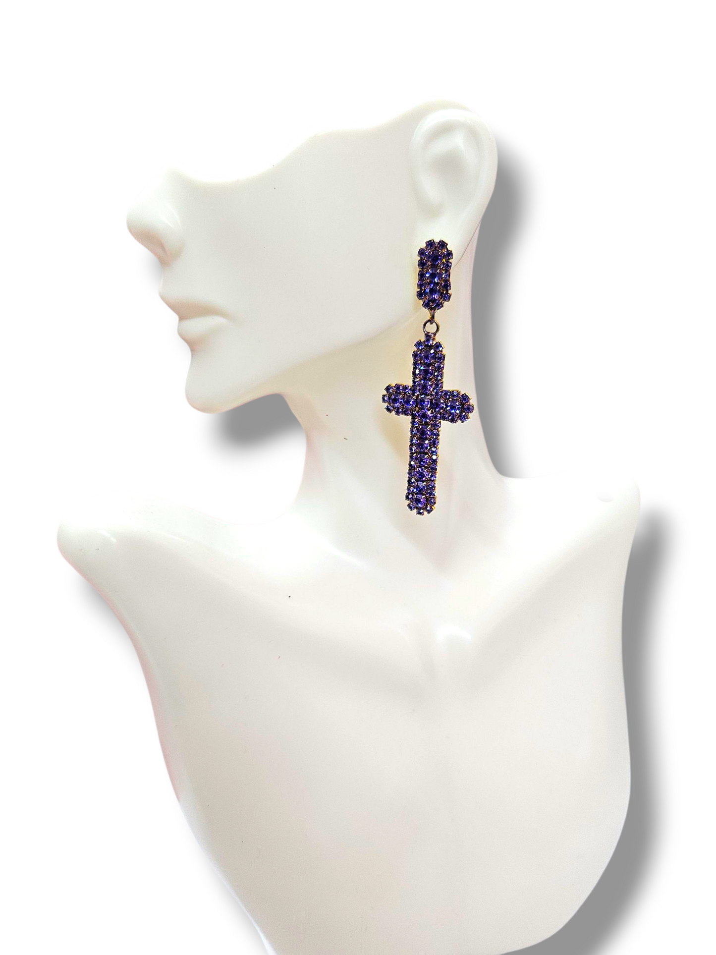 Purple Cross earrings