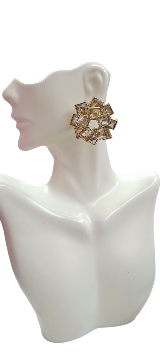 Topaz rhinestone studs