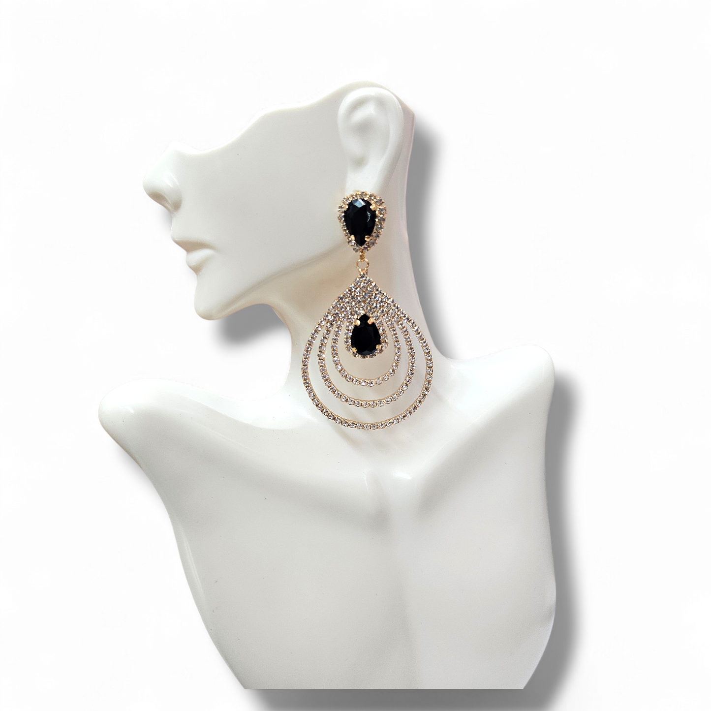 Black and Gold Post Earrings