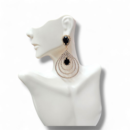 Black and Gold Post Earrings