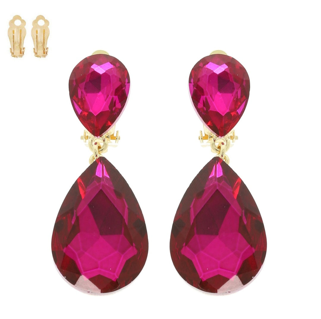 Hot Pink Clip on earrings