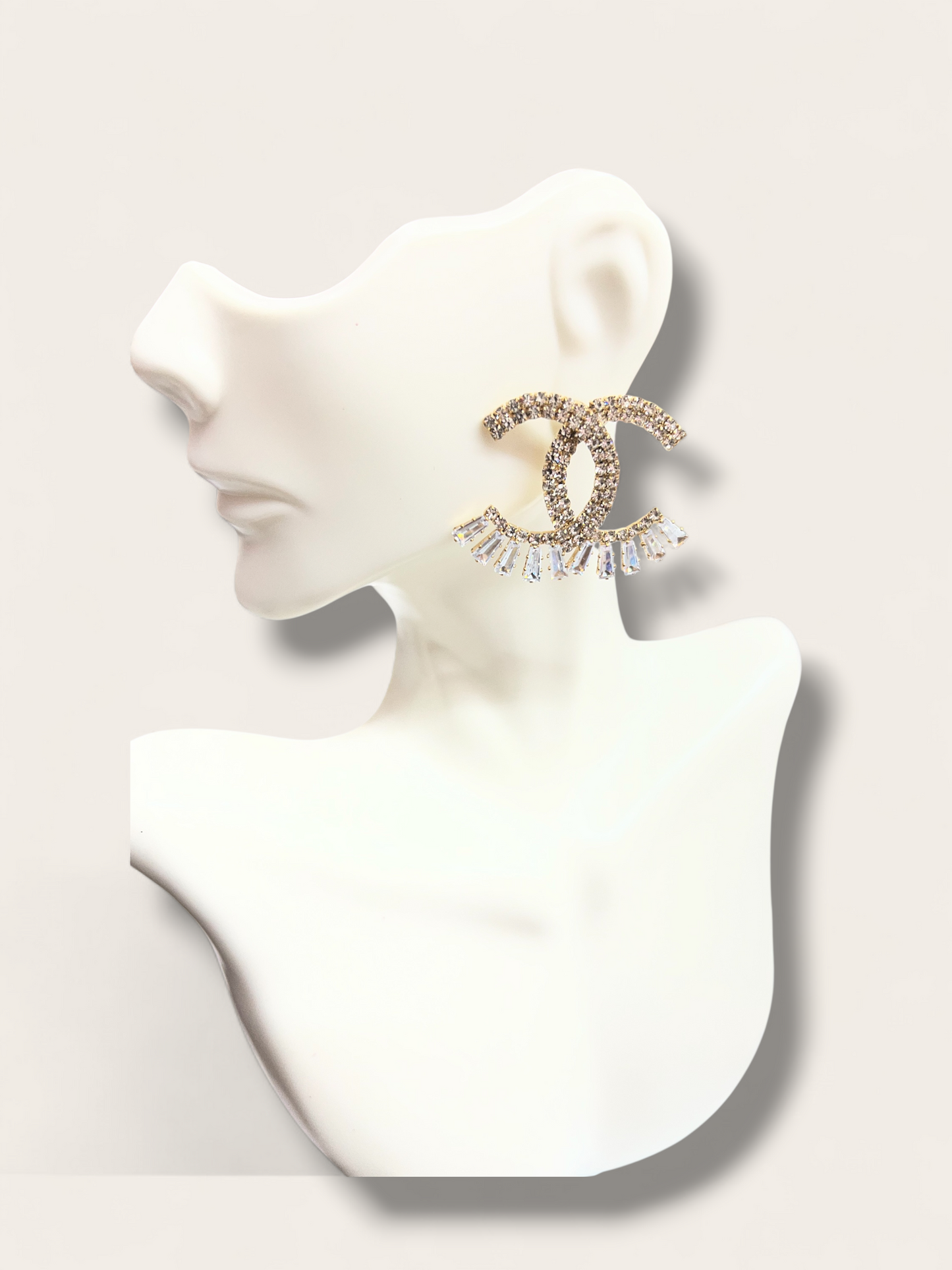 Gold cross c inspired earrings